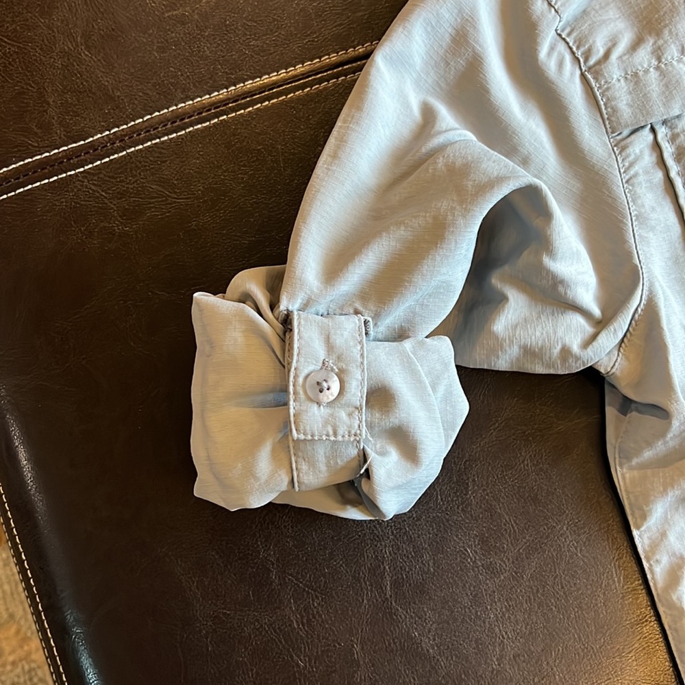 Grey safari button up shirt. REI. - Picture 2 of 5